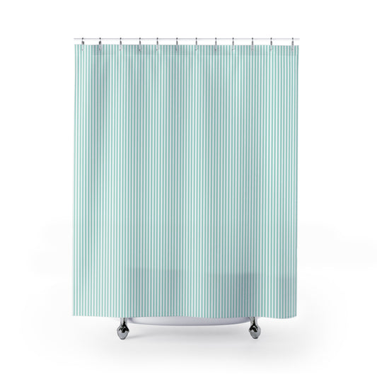 Seersucker Stripe Shower Curtain Aqua Mint & White