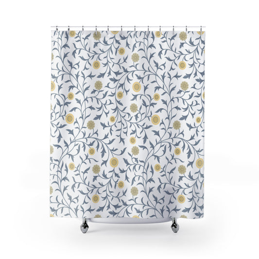 William Morris Scroll Grey Lemon Shower Curtain