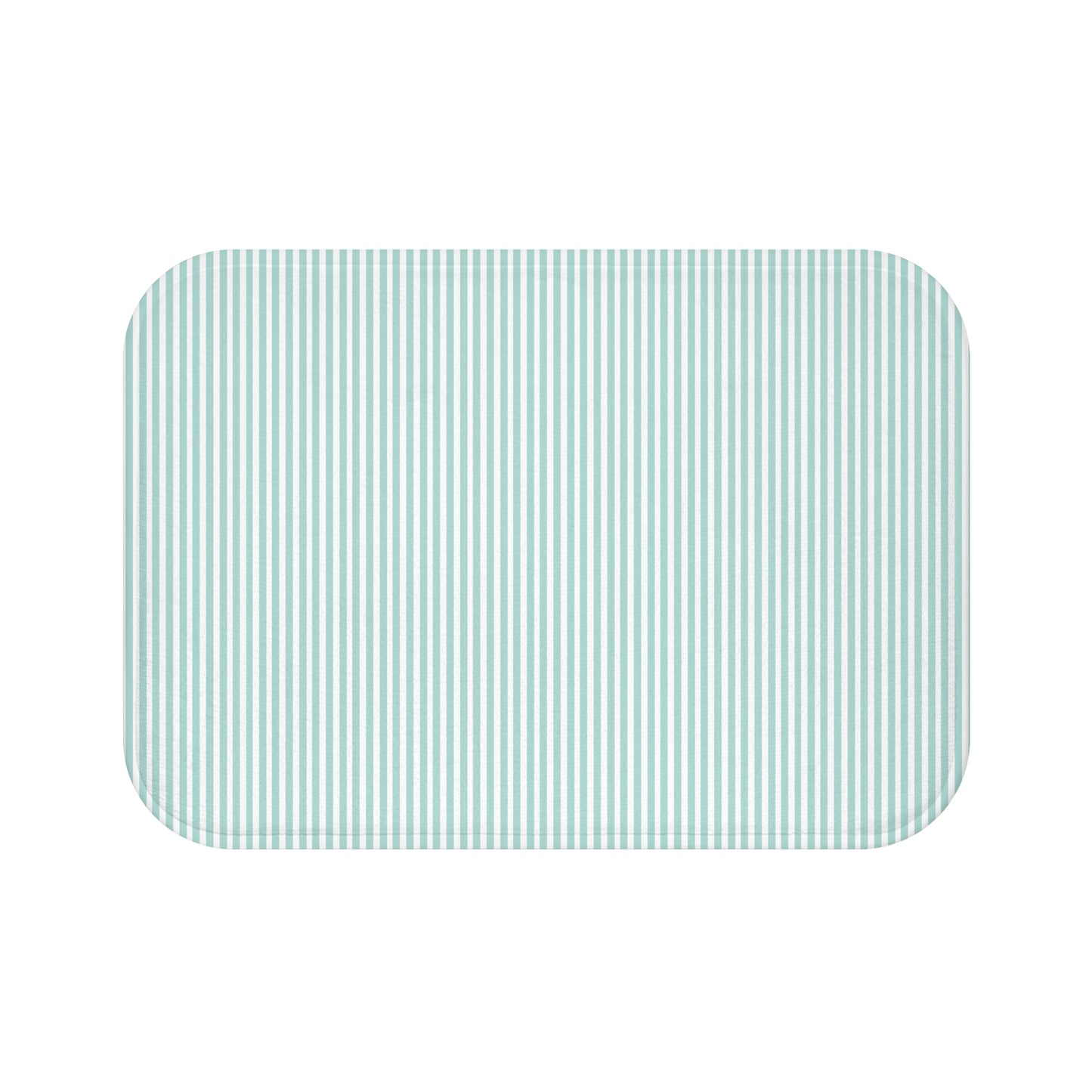 Seersucker Stripe Bath Mat Aqua Mint & White