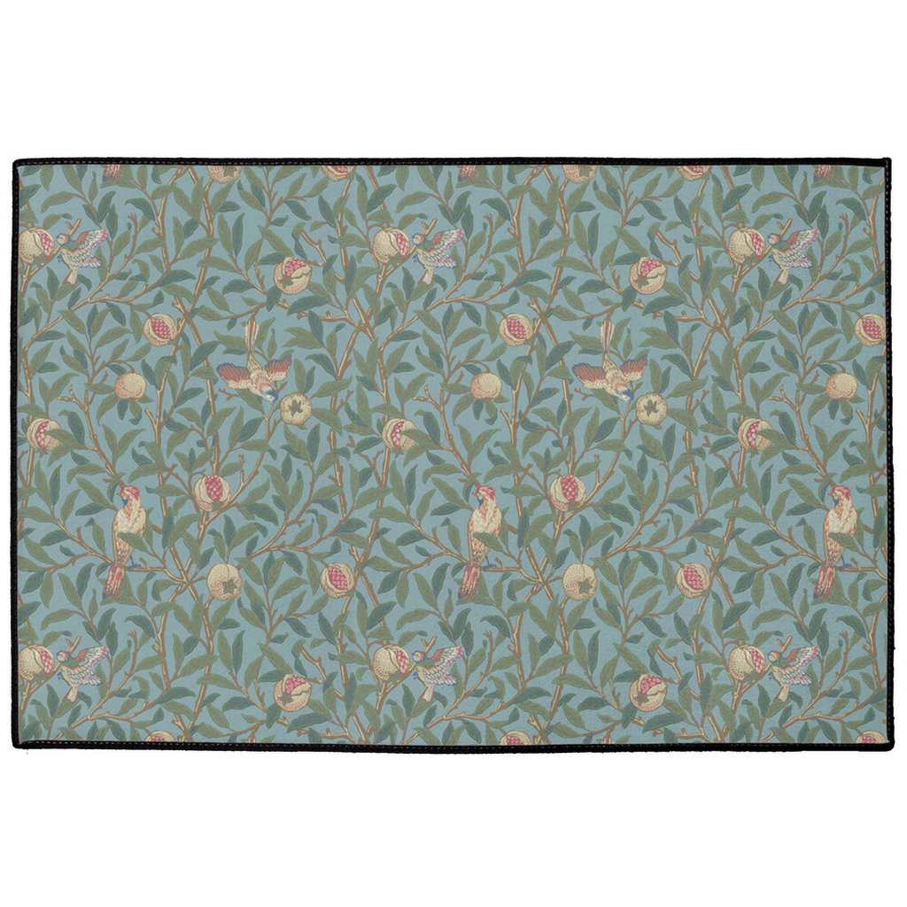 Bird & Pomegranate Indoor/Outdoor Floor Mat William Morris Blue Green
