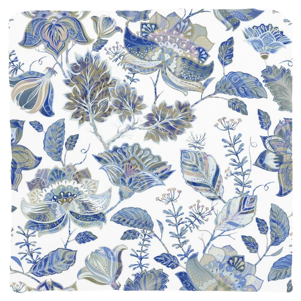 Lemuria Chintz Cotton Pillows Blue Lilac White