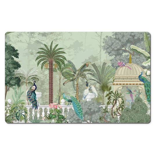 Chinoiserie Dream Desk Mat Green Pagoda Floral