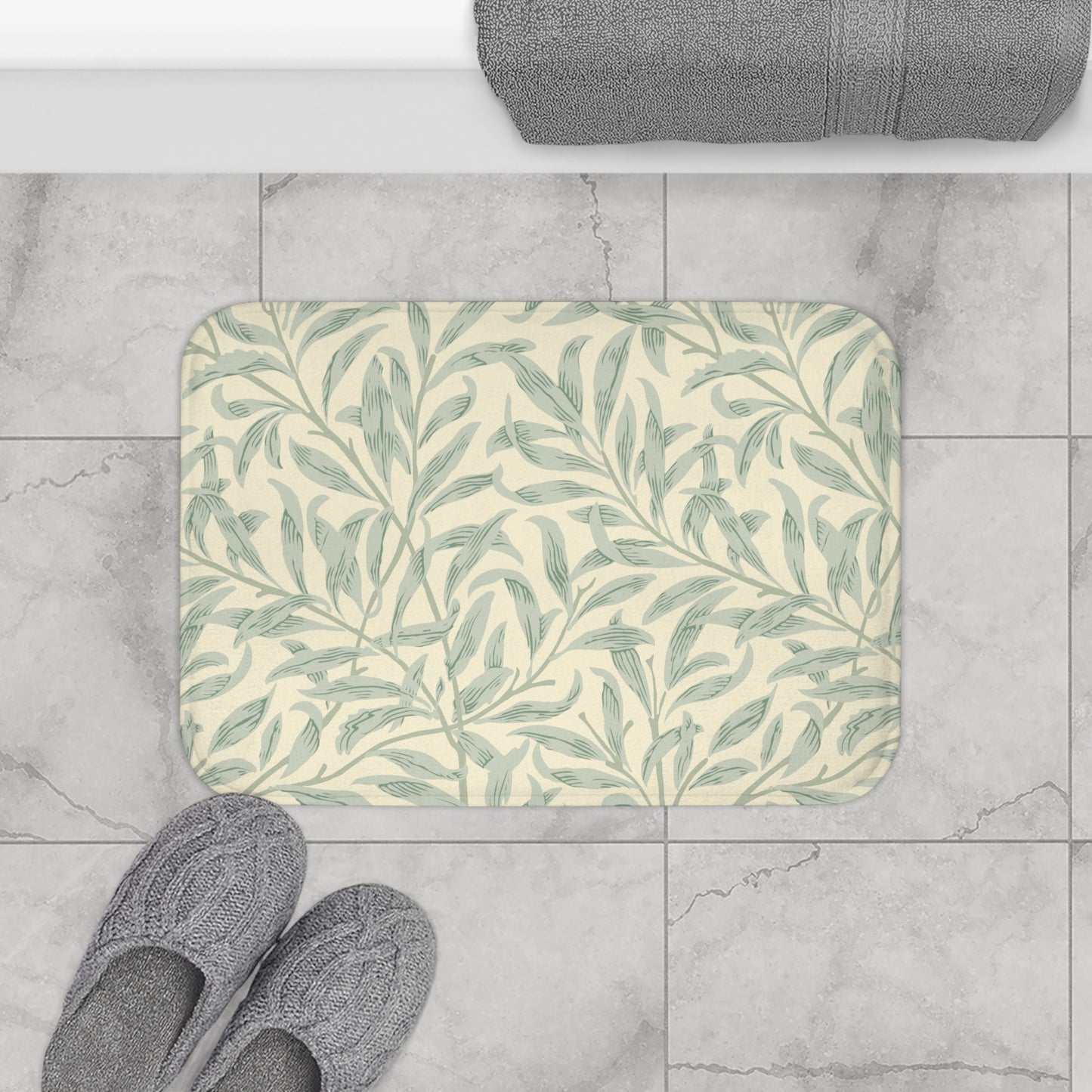 William Morris Bath Mat Willow Bough Lemon Sage