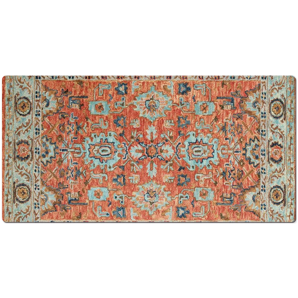 Zeeba Persian Desk Mat Antique Blue Coral