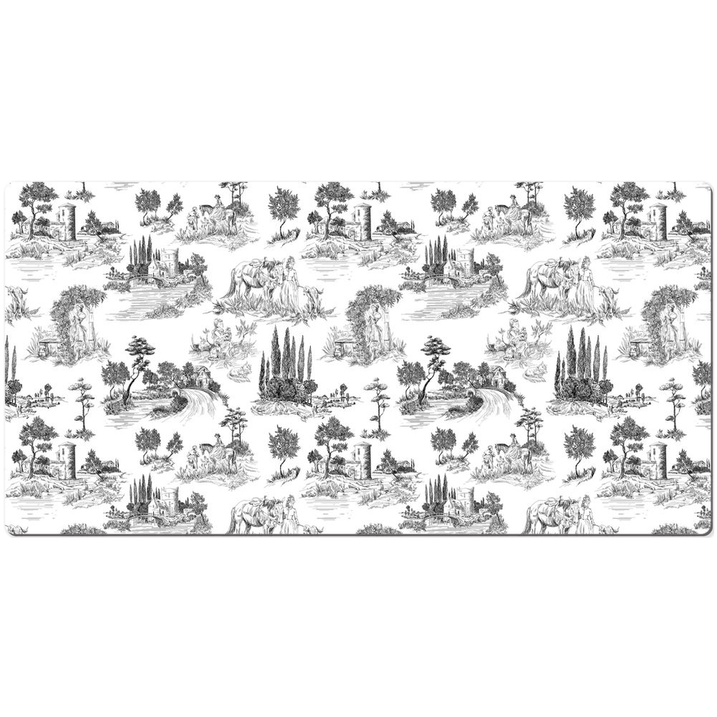 Toile de Jouy Desk Mat Antique Black & White