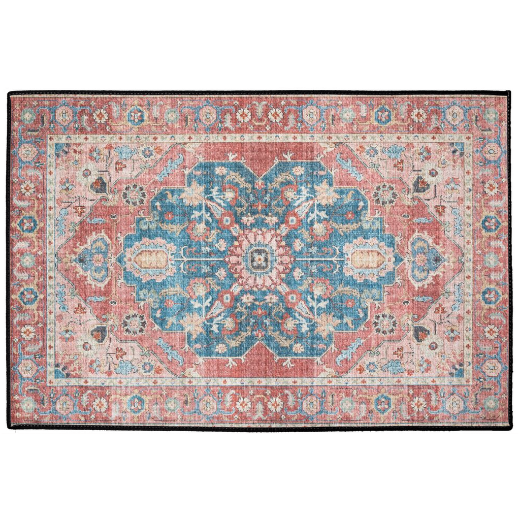 Arjan Persian Indoor/Outdoor Floor Mat Faded Red Blue