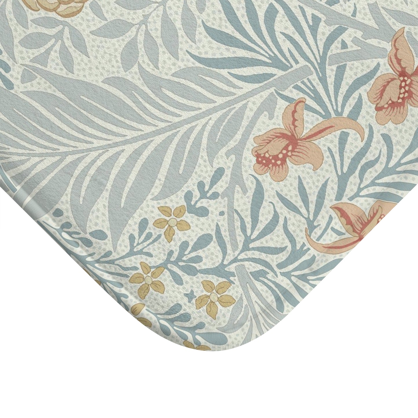 William Morris Bath Mat Larkspur Blue Peach
