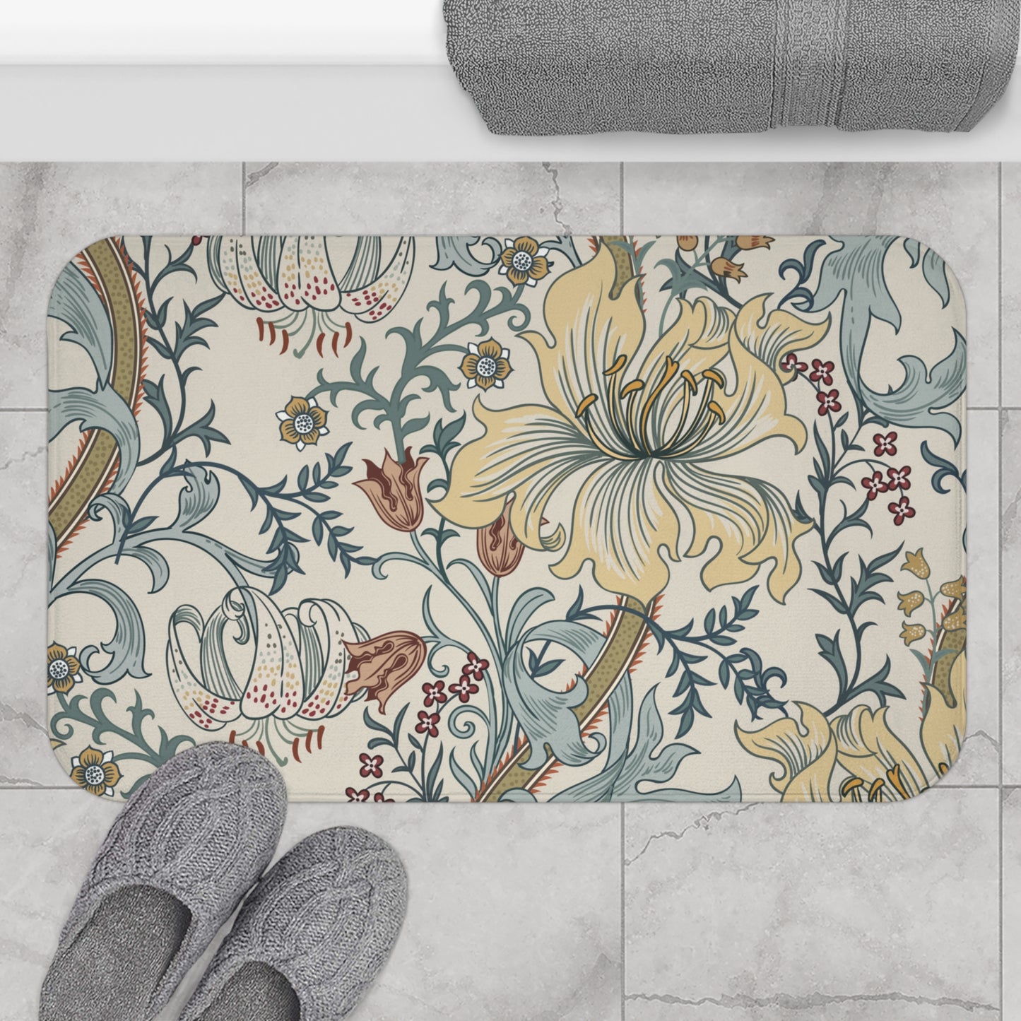 William Morris Bath Mat Enchanted Golden Lily