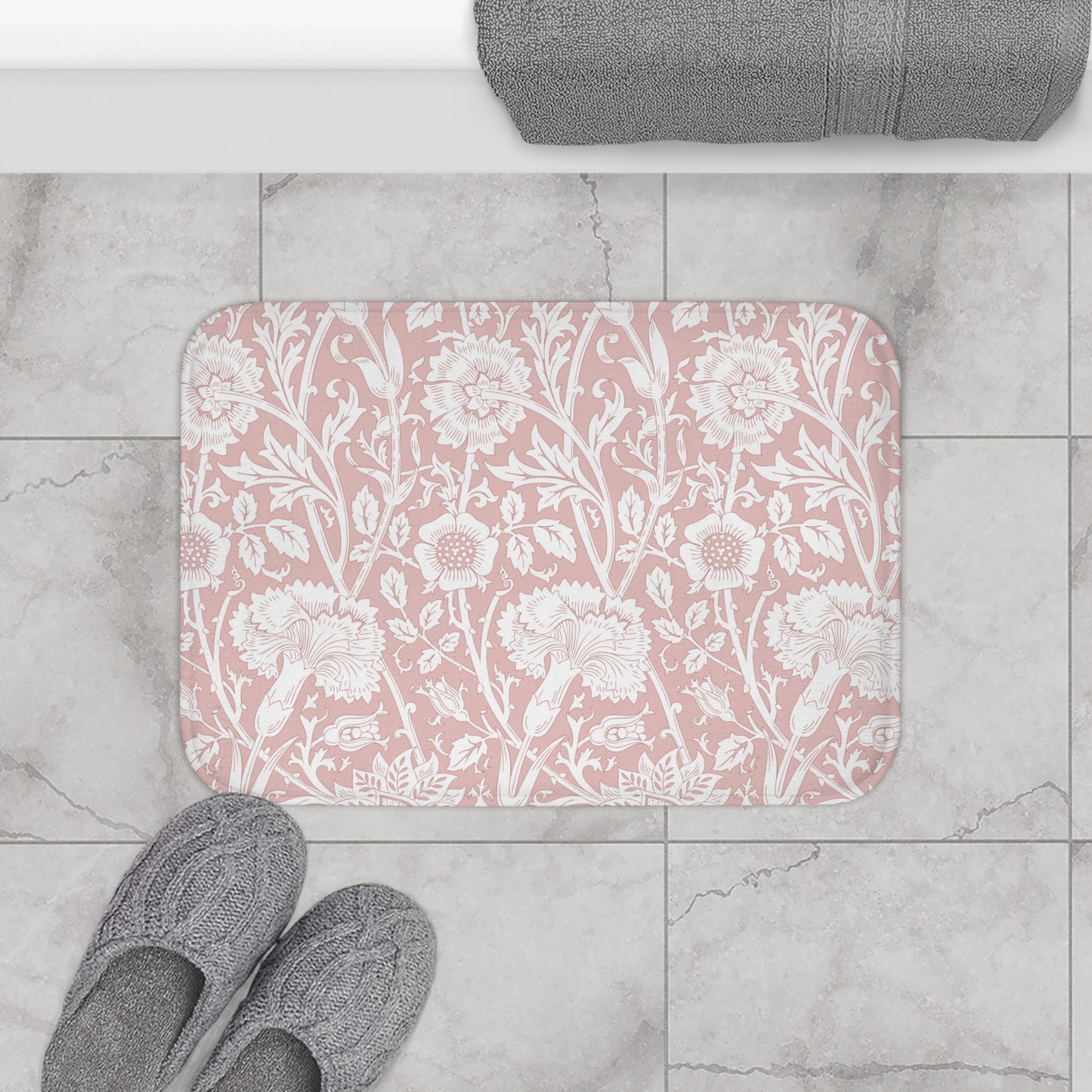 William Morris Bath Mat Pink & Rose
