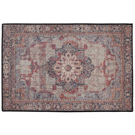 Qumis Persian Indoor/Outdoor Floor Mat Antique Plum Rose