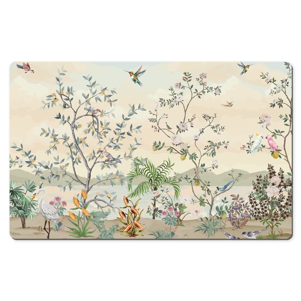 Chinoiserie Desk Mat Magical Sunrise Bird Garden