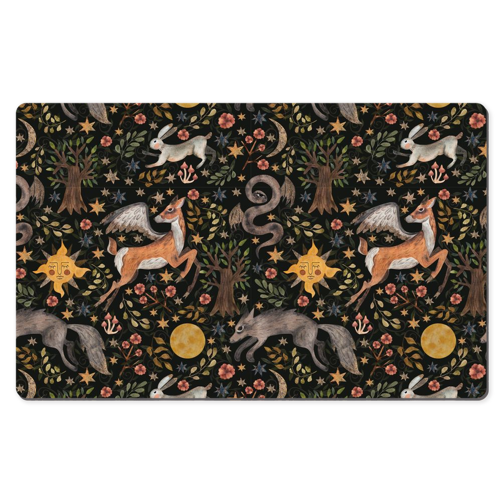 Magical Woodland Desk Mat Black Forest Botanical