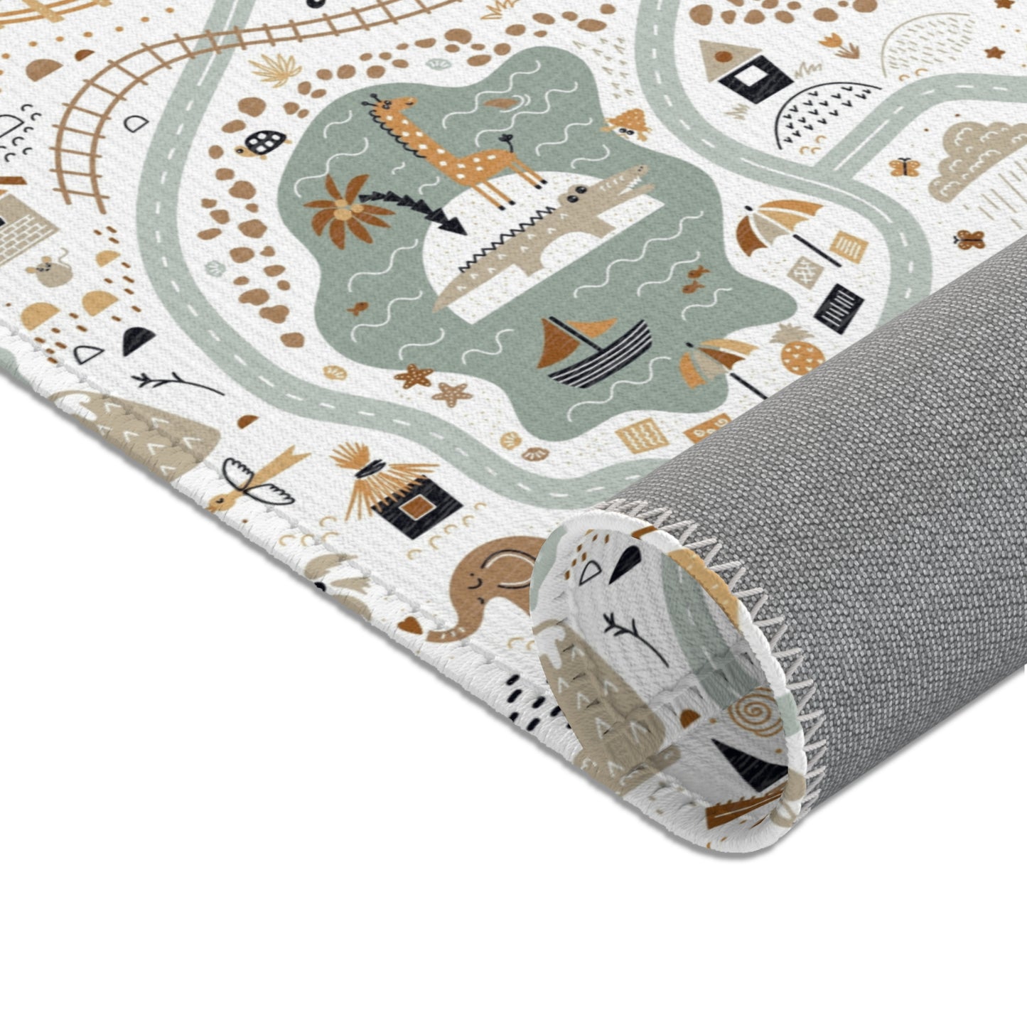 Magical Town Road Map Nursery Rug Play Mat