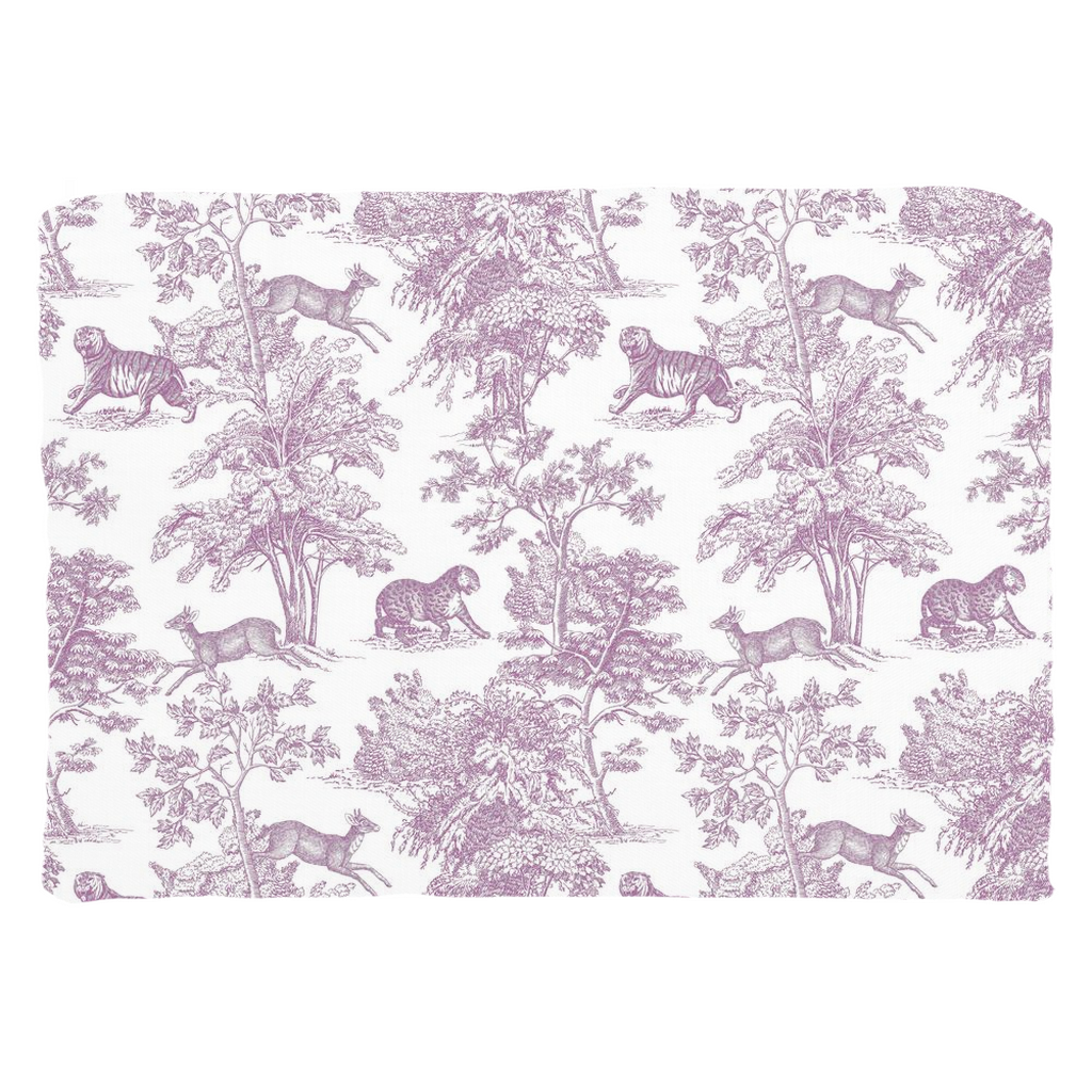 Chinoiserie Tiger Jungle Cotton Pillows Lilac Toile de Jouy