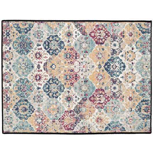 Souk Persian Indoor/Outdoor Floor Mat Antique Faded Golden Blue