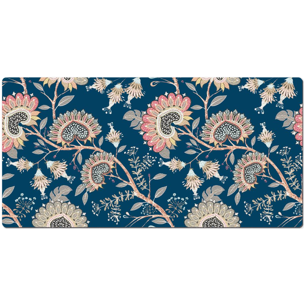 Grosvenor Chintz Desk Mat Dark Blue Pink Floral