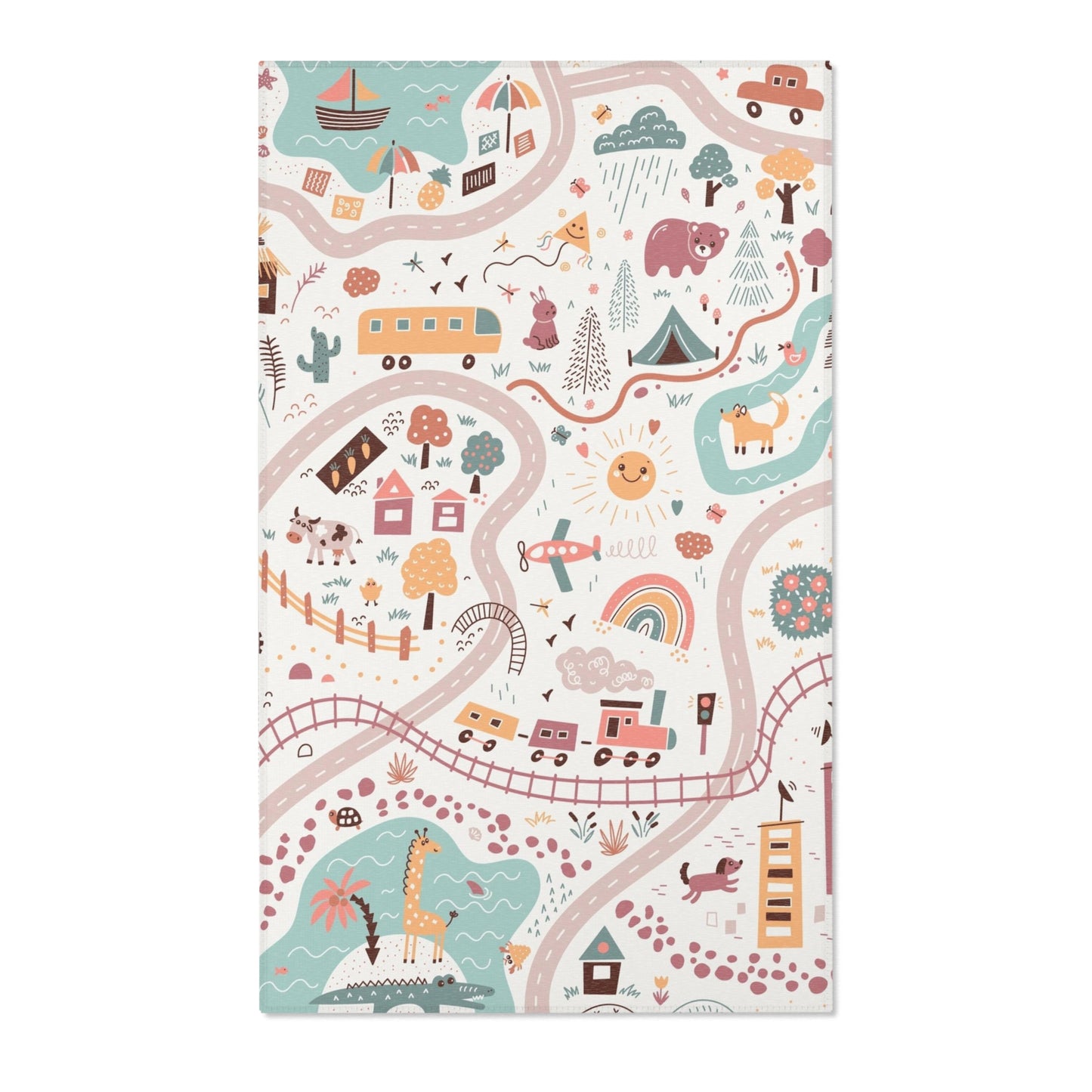 Magical Town Road Map Nursery Rug Play Mat