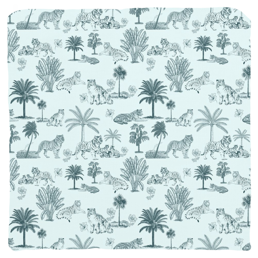 Chinoiserie Toile de Jouy Cotton Pillows Light Mint Aqua
