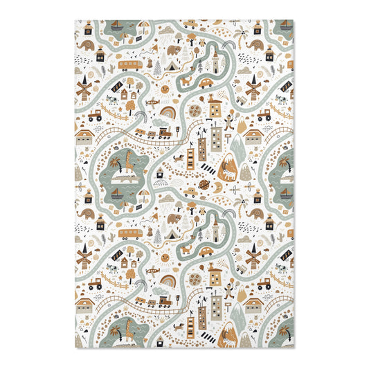 Magical Town Road Map Nursery Rug Play Mat