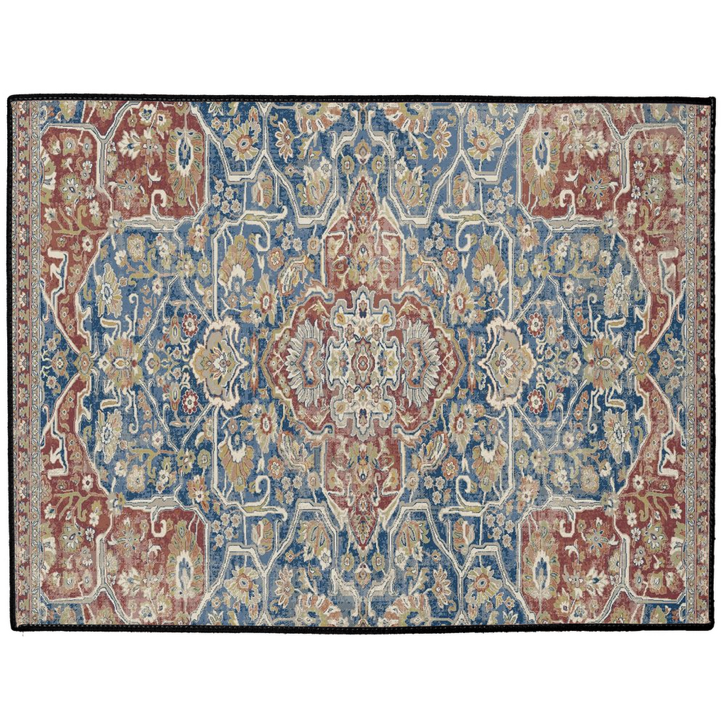 Mandana Persian Indoor/Outdoor Floor Mat Faded Blue Red