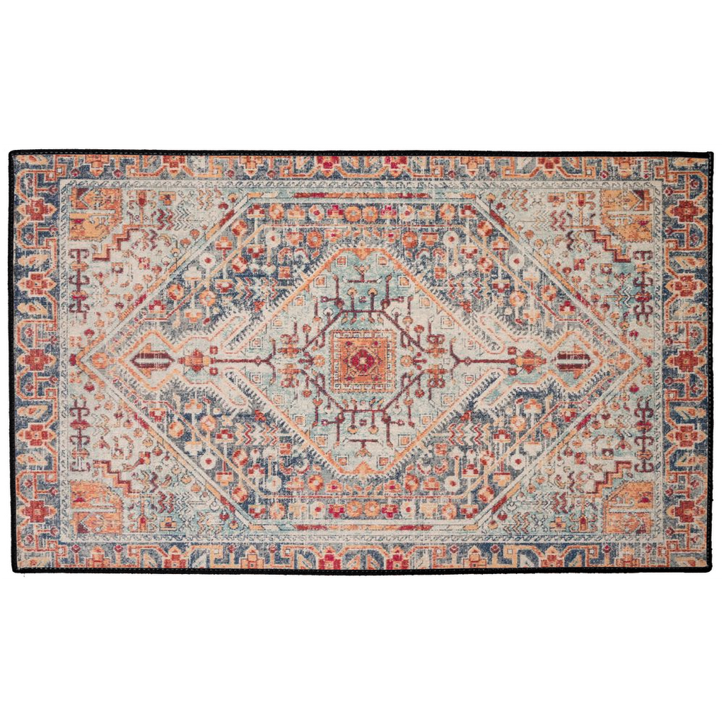 Arman Persian Indoor/Outdoor Floor Mat Antique Blue Rust