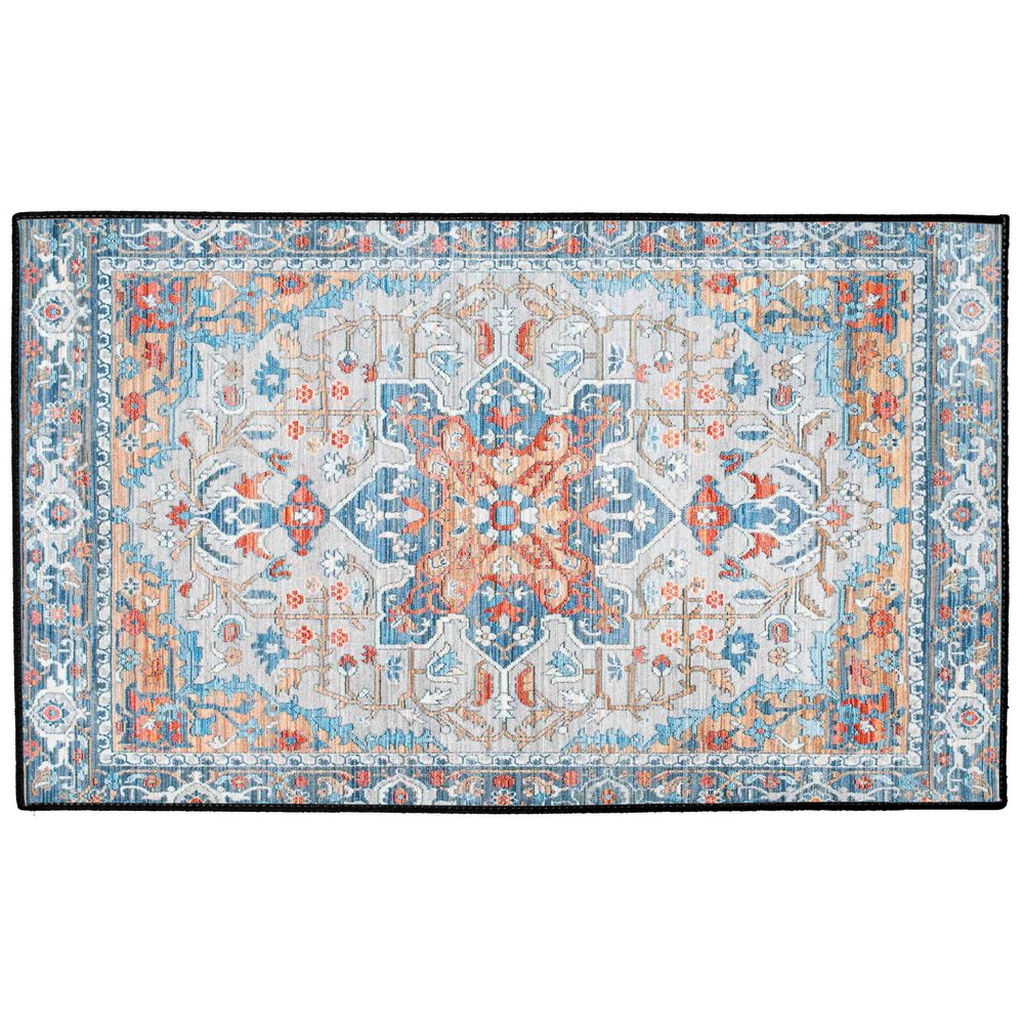 Tabriz Persian Indoor/Outdoor Floor Mat Powder Blue Terracotta