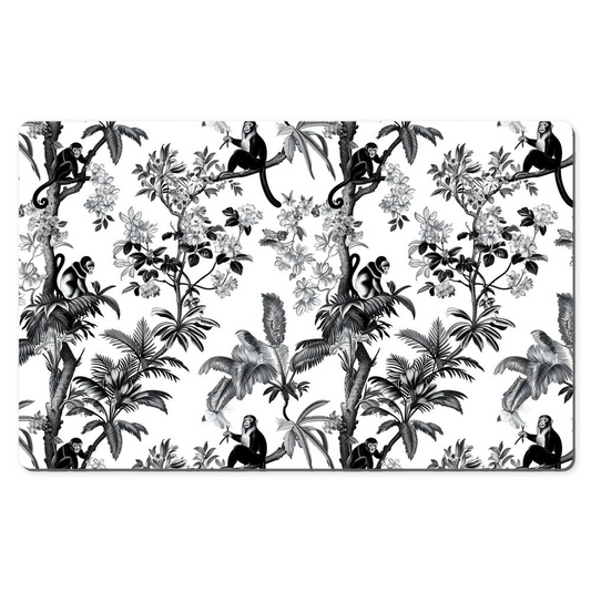 Monkey Jungle Desk Mat Black Toile de Jouy