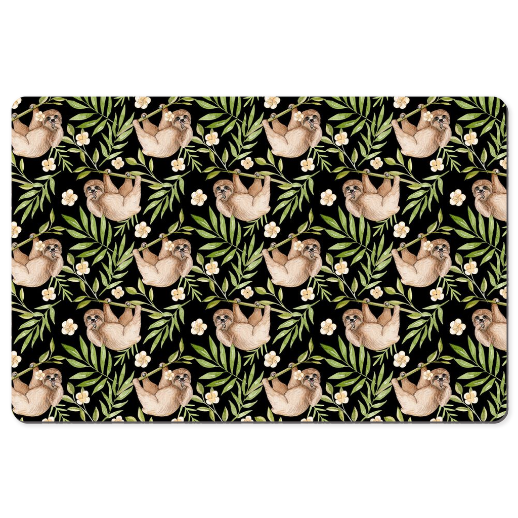 Sloth Jungle Desk Mat Green Black Botanical