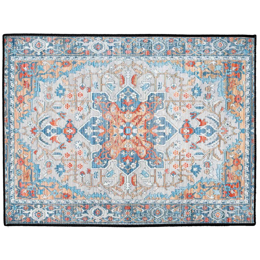 Tabriz Persian Indoor/Outdoor Floor Mat Powder Blue Terracotta