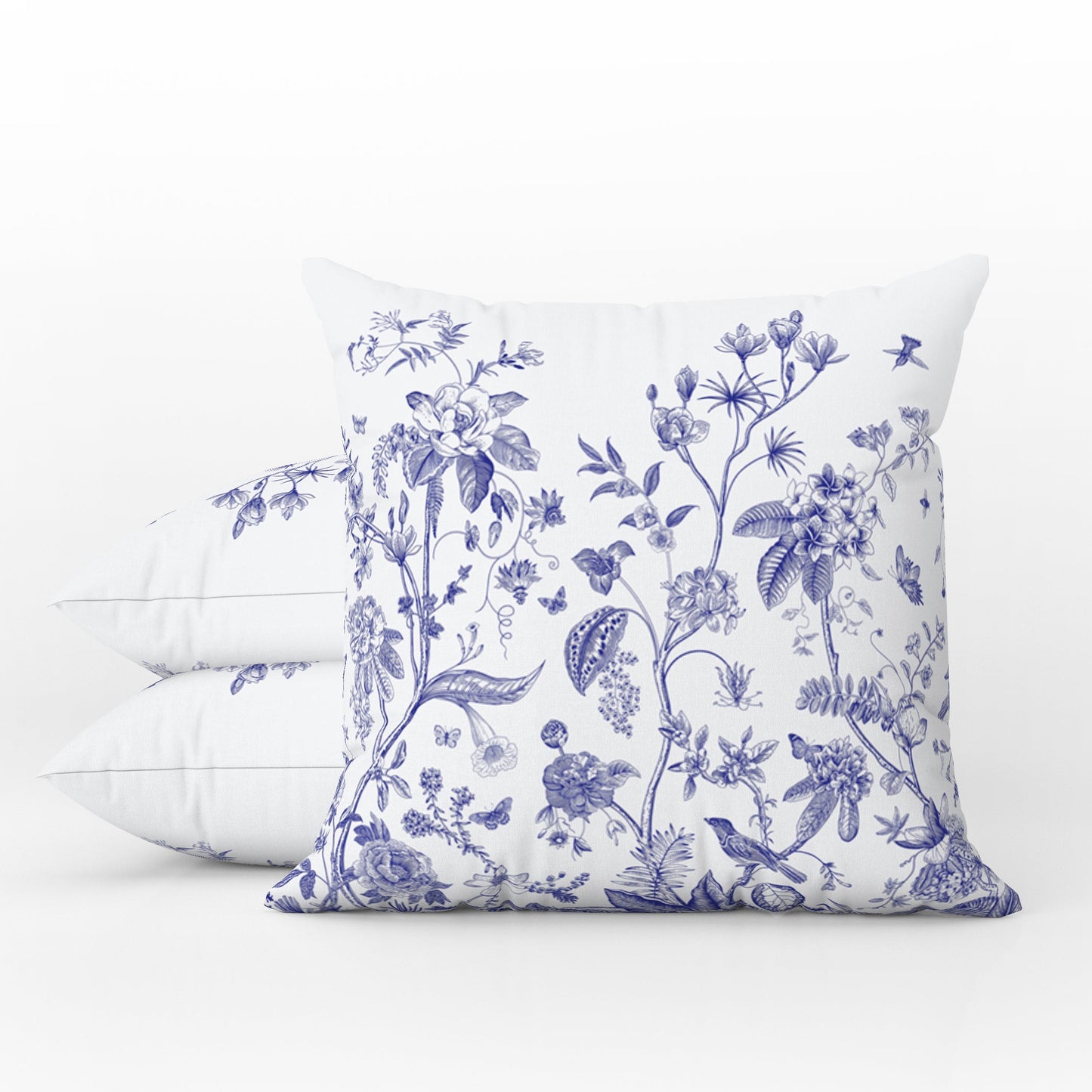Chinoiserie Fresco Outdoor Pillows Blue & White Floral