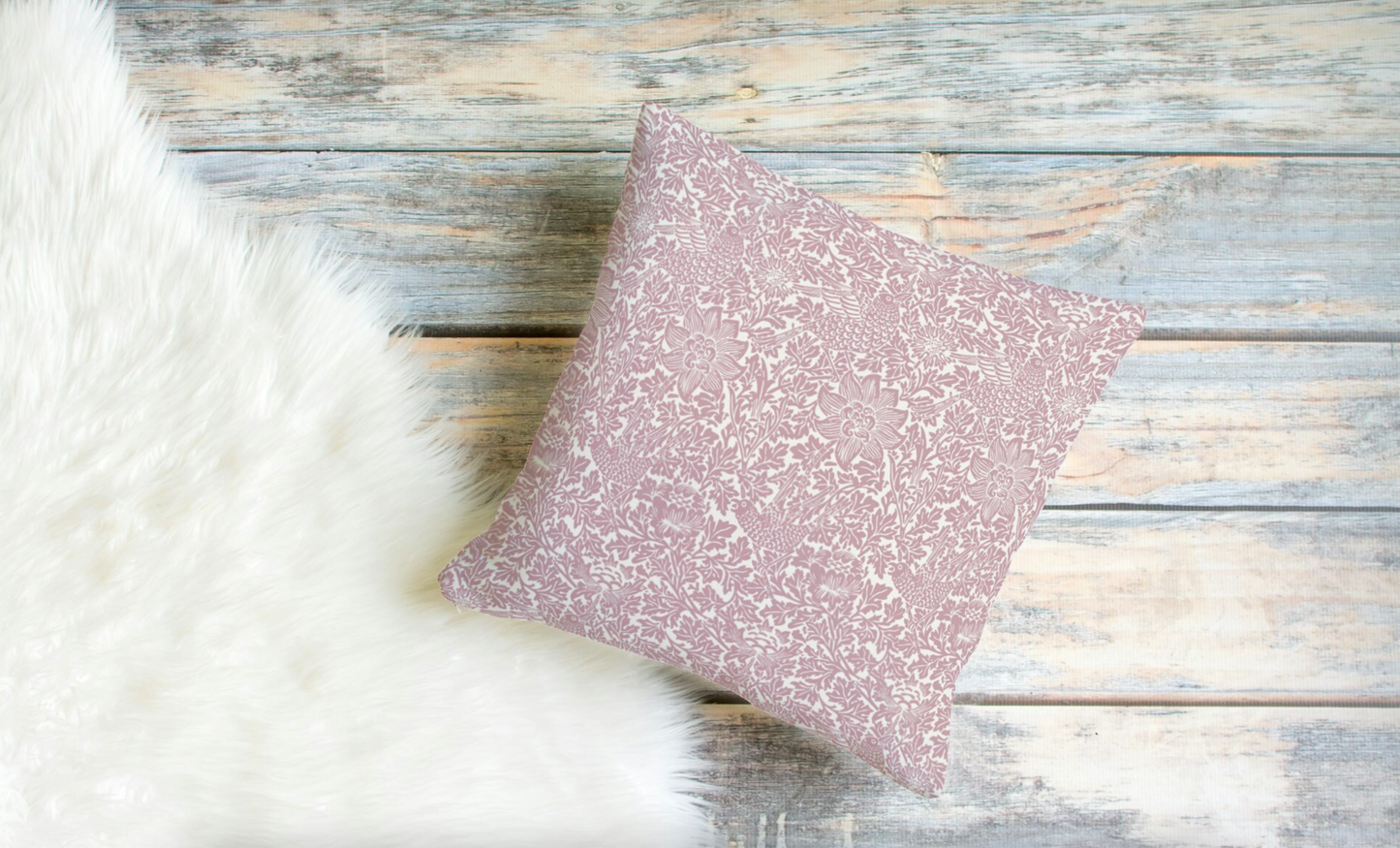 Bird & Anemone Outdoor Pillows William Morris Dusty Rose