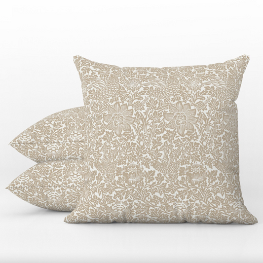 Bird & Anemone Outdoor Pillows William Morris Beige