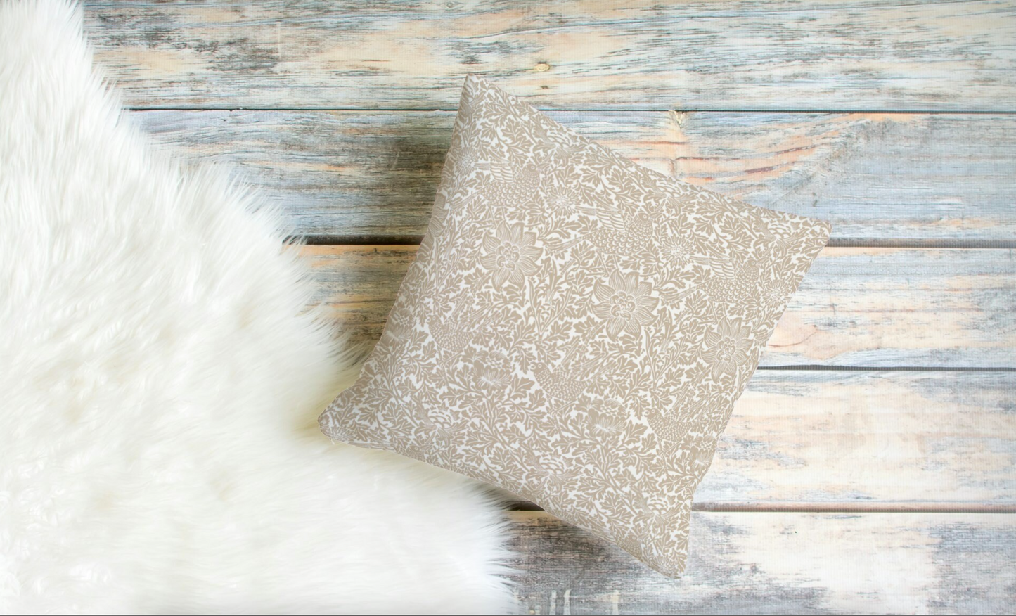 Bird & Anemone Outdoor Pillows William Morris Beige