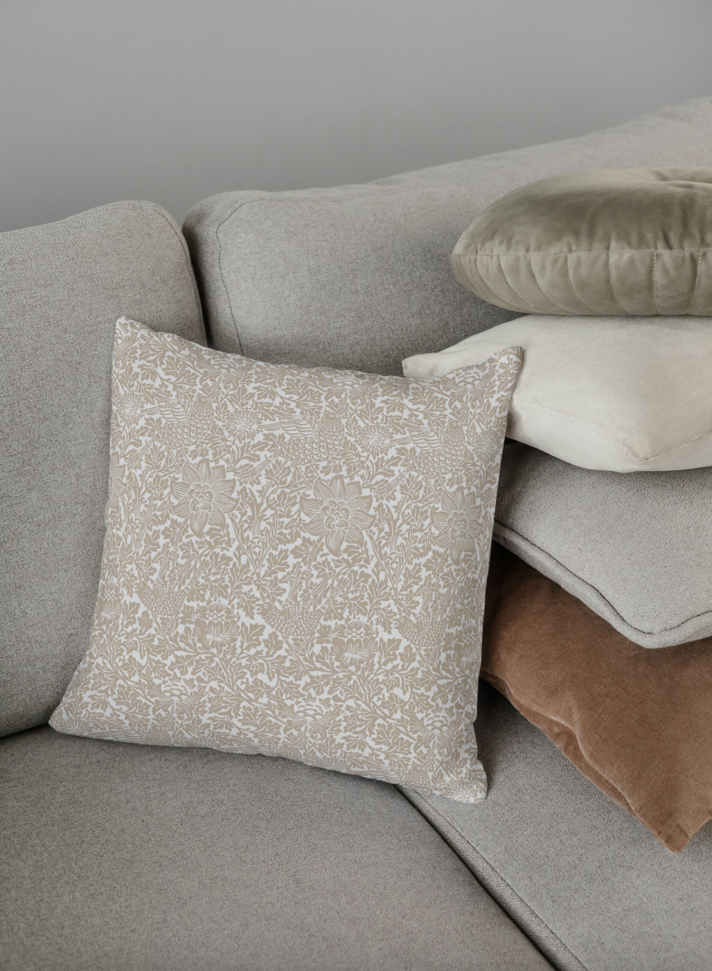 Bird & Anemone Outdoor Pillows William Morris Beige