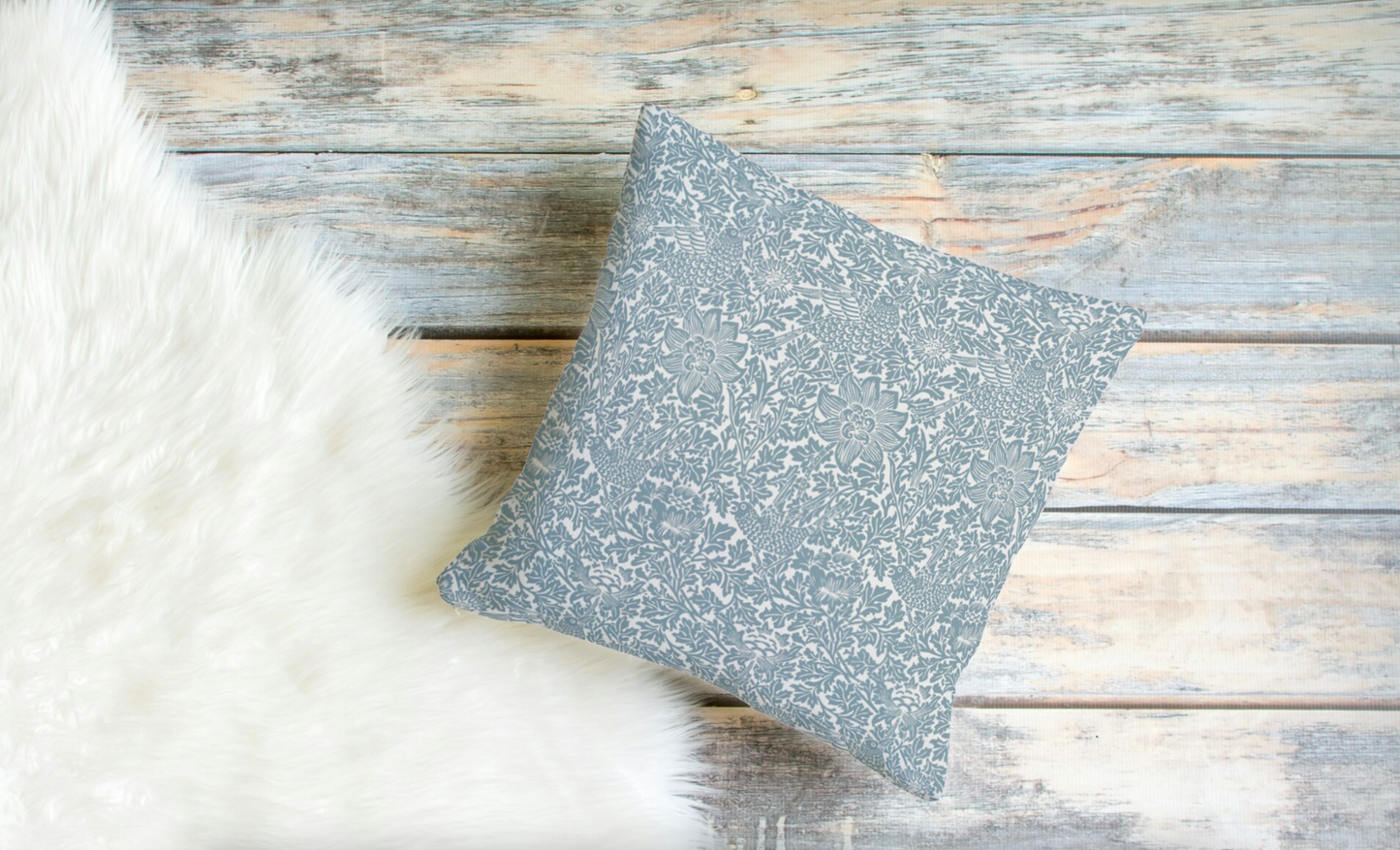 Bird & Anemone Outdoor Pillows William Morris Slate Blue
