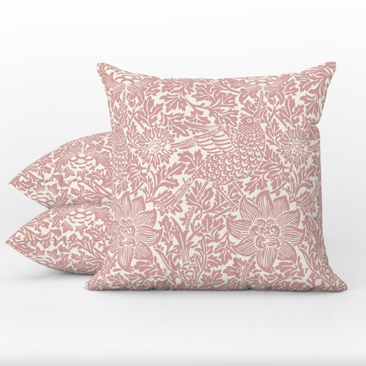 William Morris Outdoor Pillows Bird Anemone Warm Pink