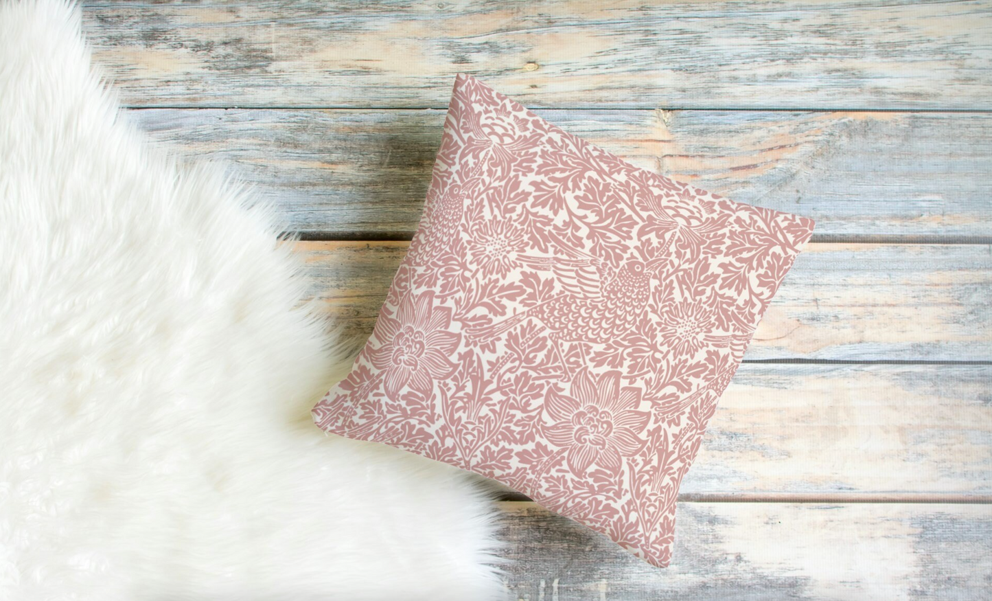William Morris Outdoor Pillows Bird Anemone Warm Pink