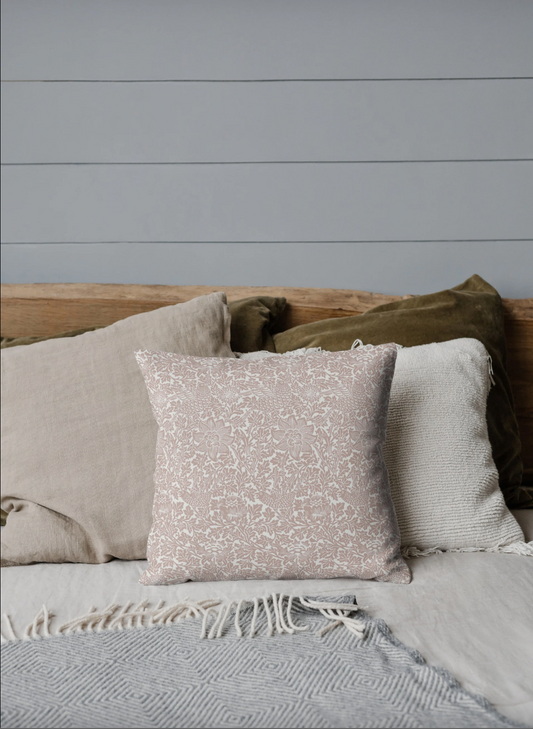 Bird & Anemone Outdoor Pillow William Morris Terracotta