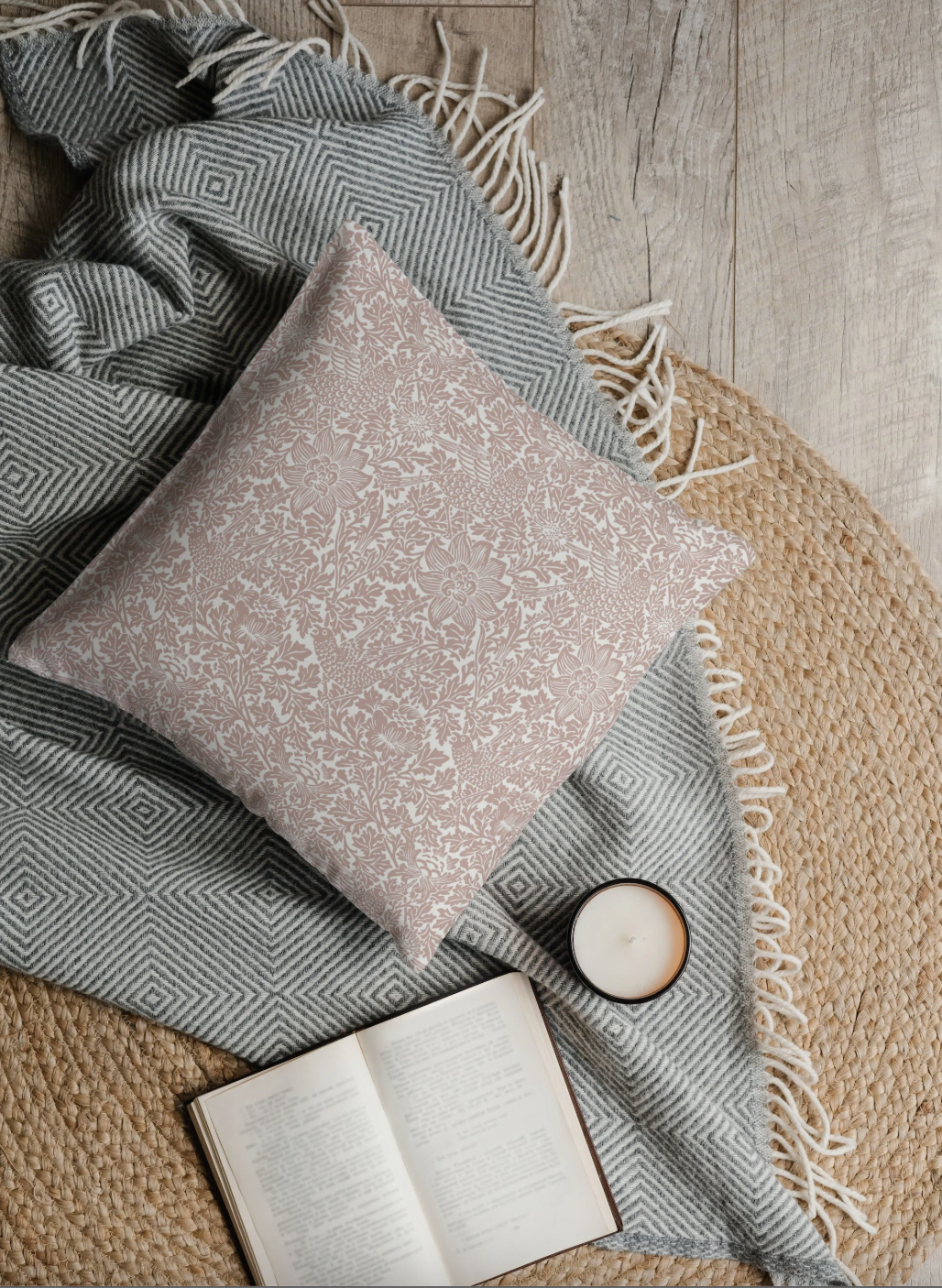 Bird & Anemone Outdoor Pillow William Morris Terracotta
