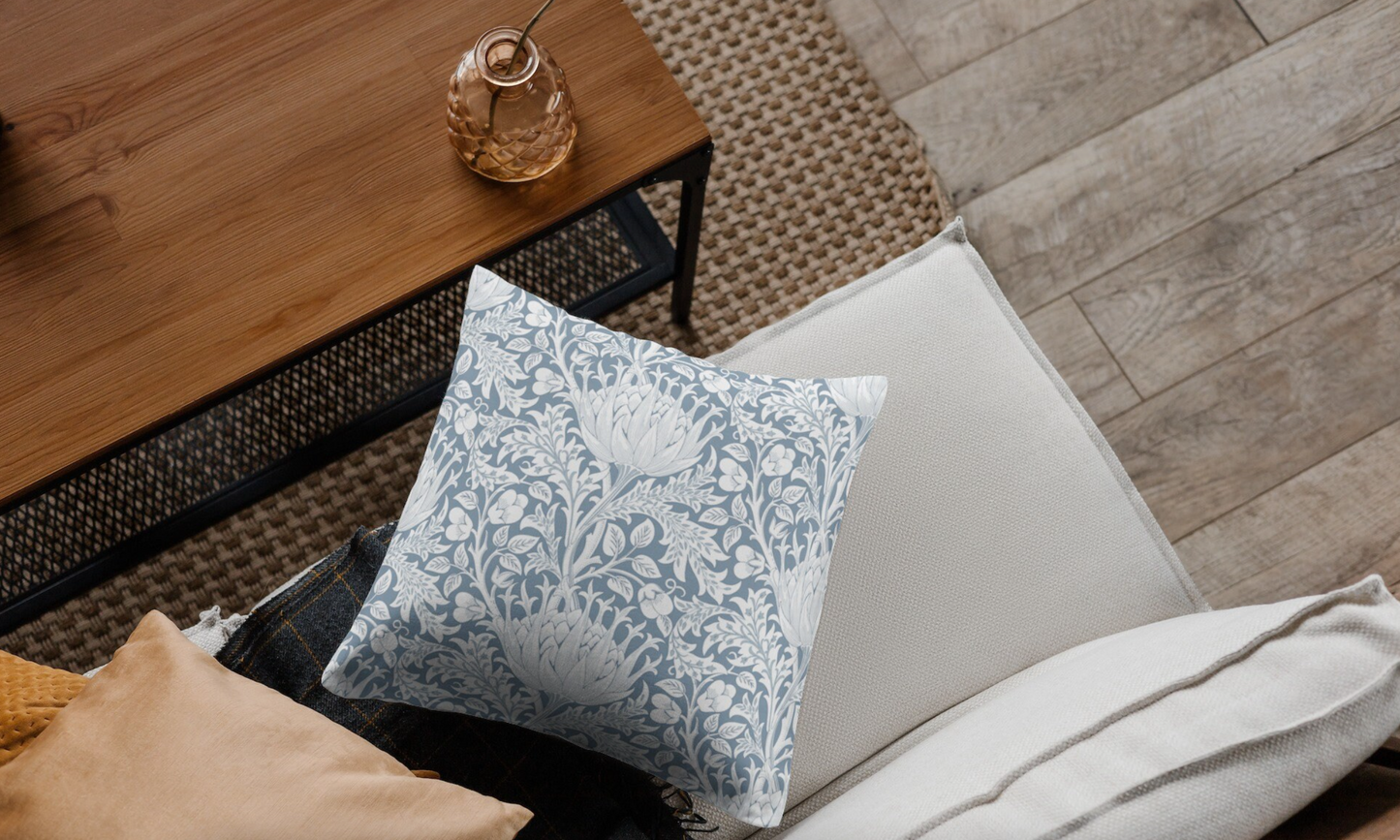 Artichoke Outdoor Pillow William Morris Soft Blue