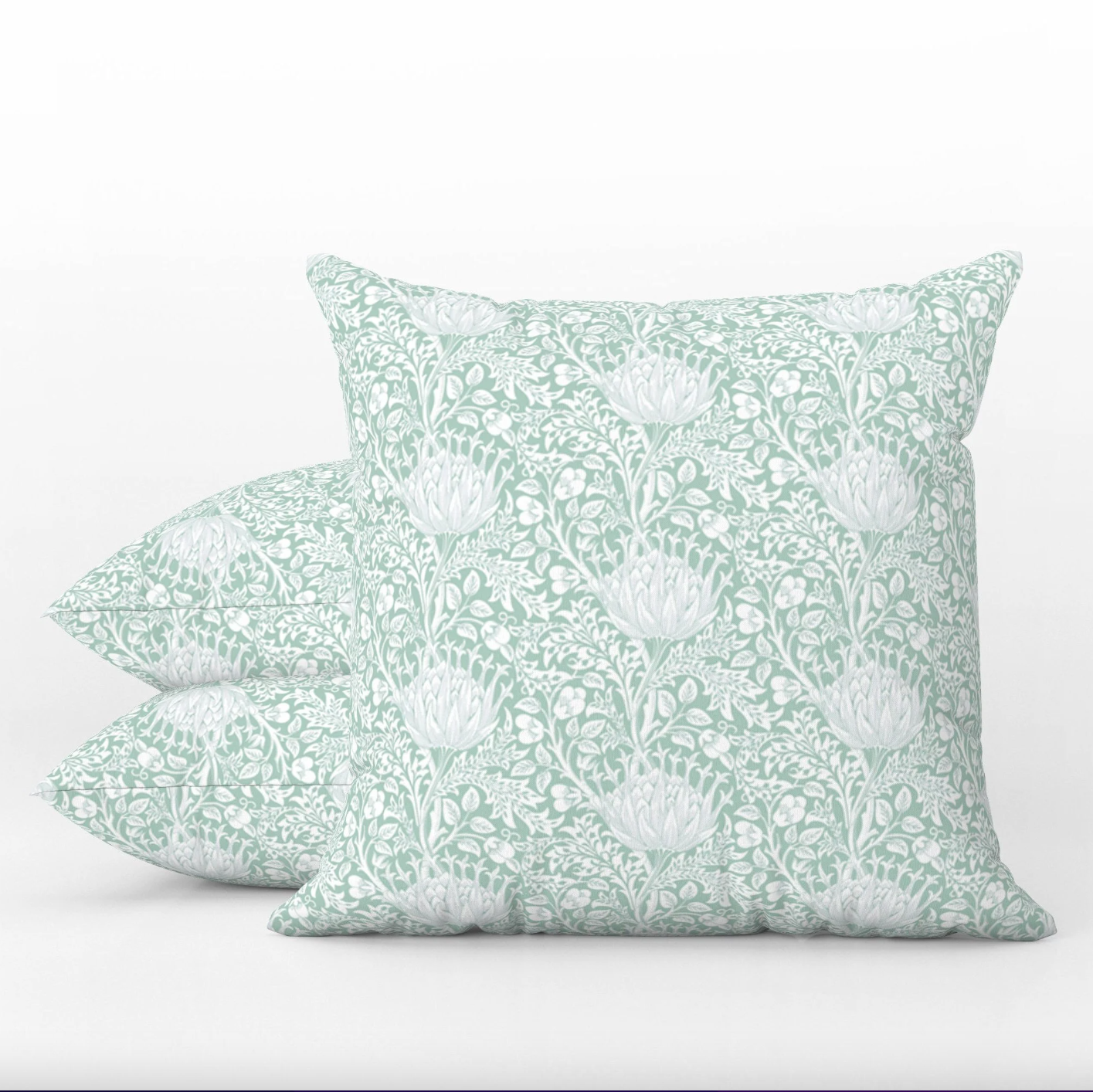 Artichoke Outdoor Pillows William Morris Mint Aqua