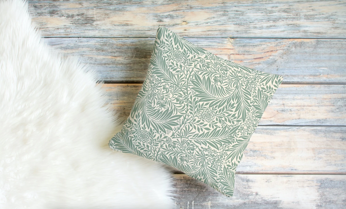 Larkspur Outdoor Pillows William Morris Sage Green Cream