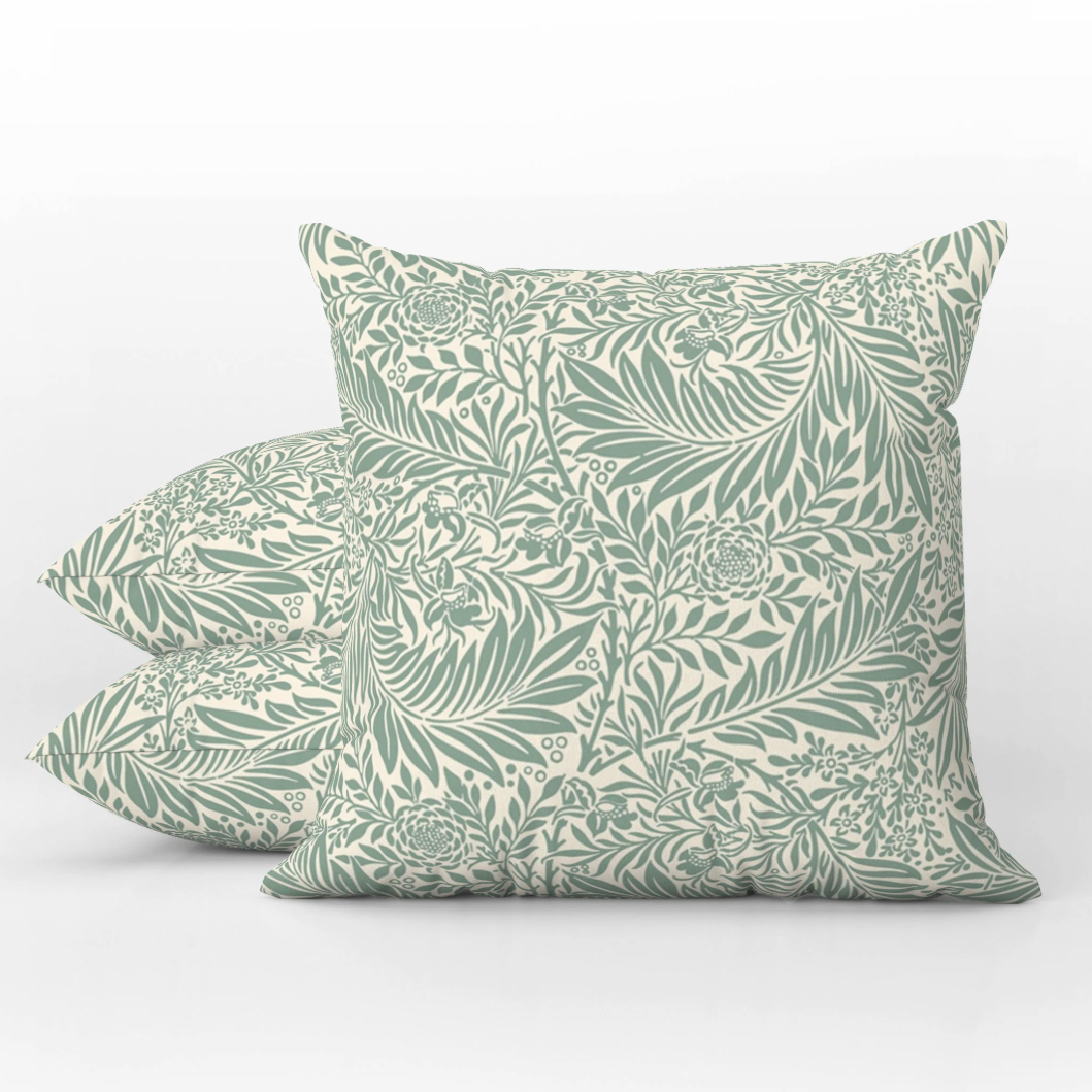 Larkspur Outdoor Pillows William Morris Sage Green Cream