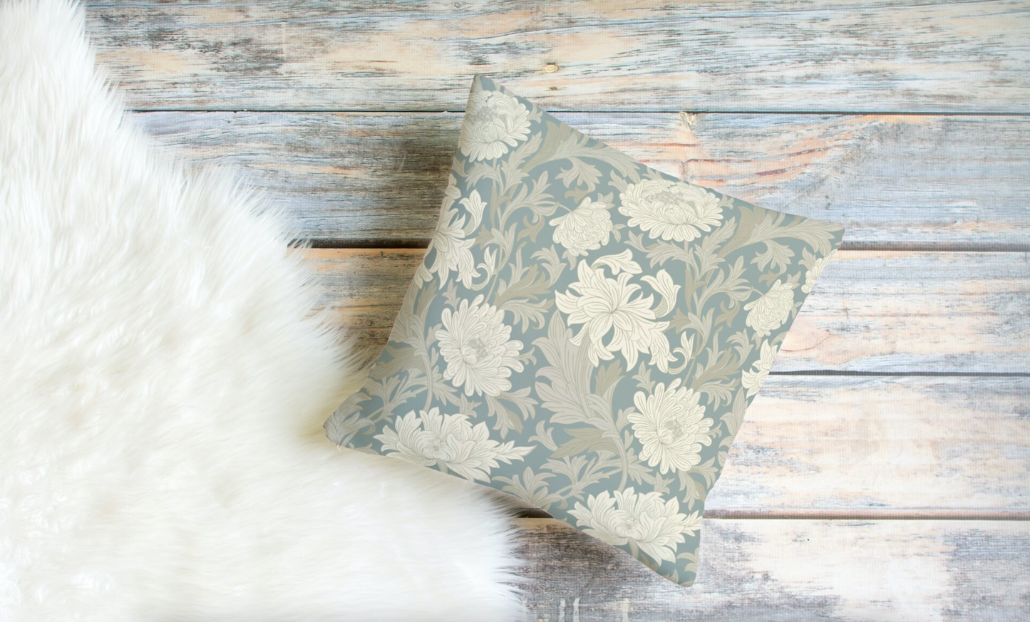Chrysanthemum Outdoor Pillows William Morris Misty Gray