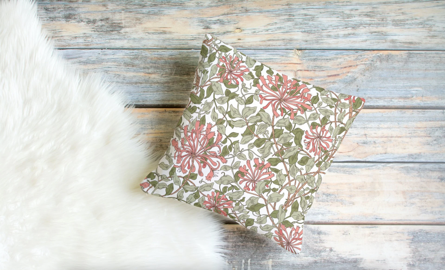 Honeysuckle Outdoor Pillows William Morris Pink Green