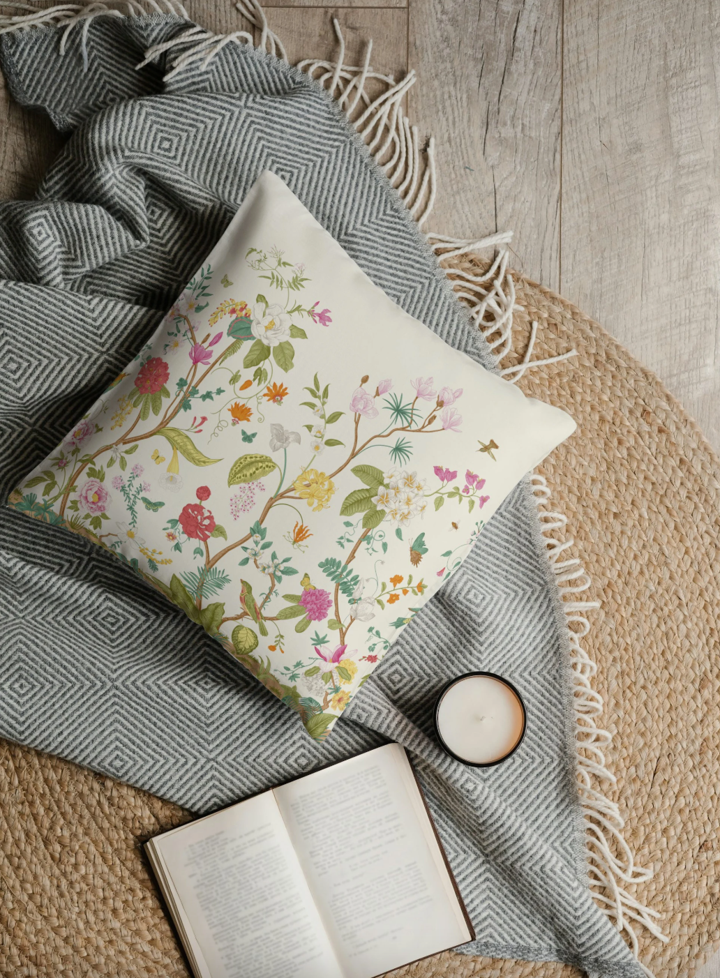 Chinoiserie Fresco Outdoor Pillows Cream Multi Floral