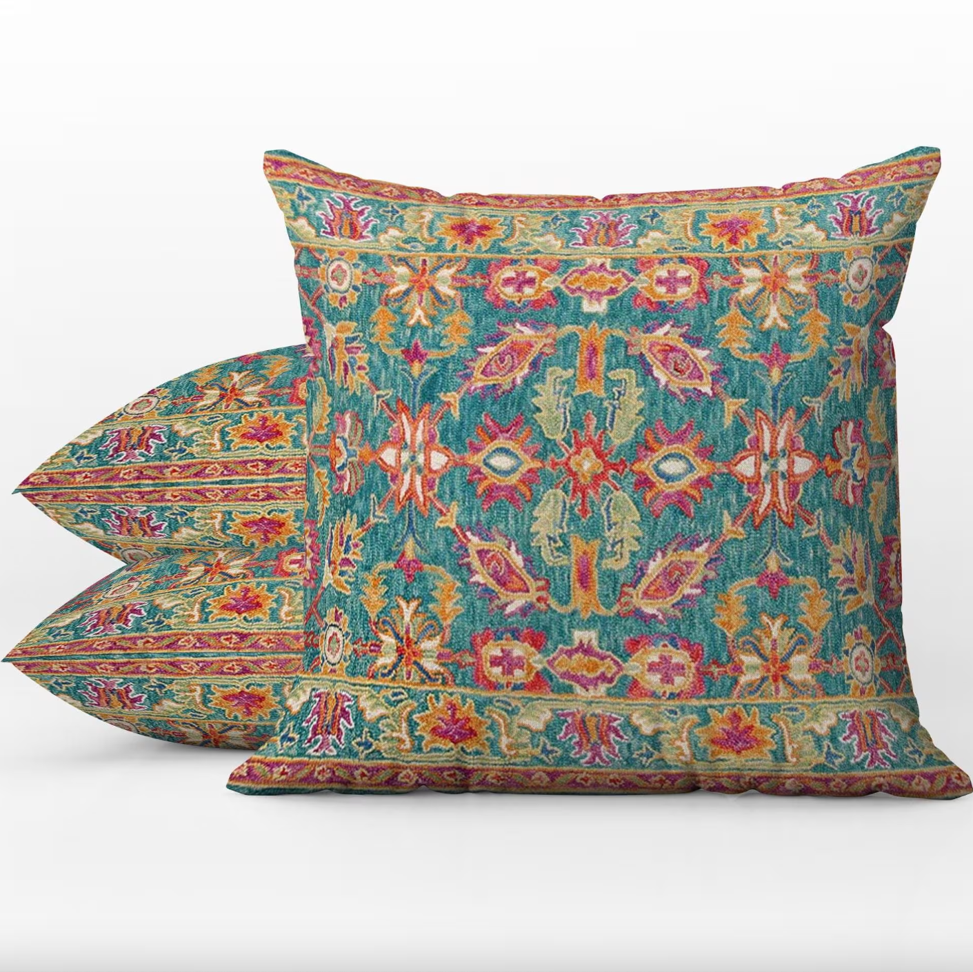 Sardis Outdoor Pillows Turquoise Pink Orange