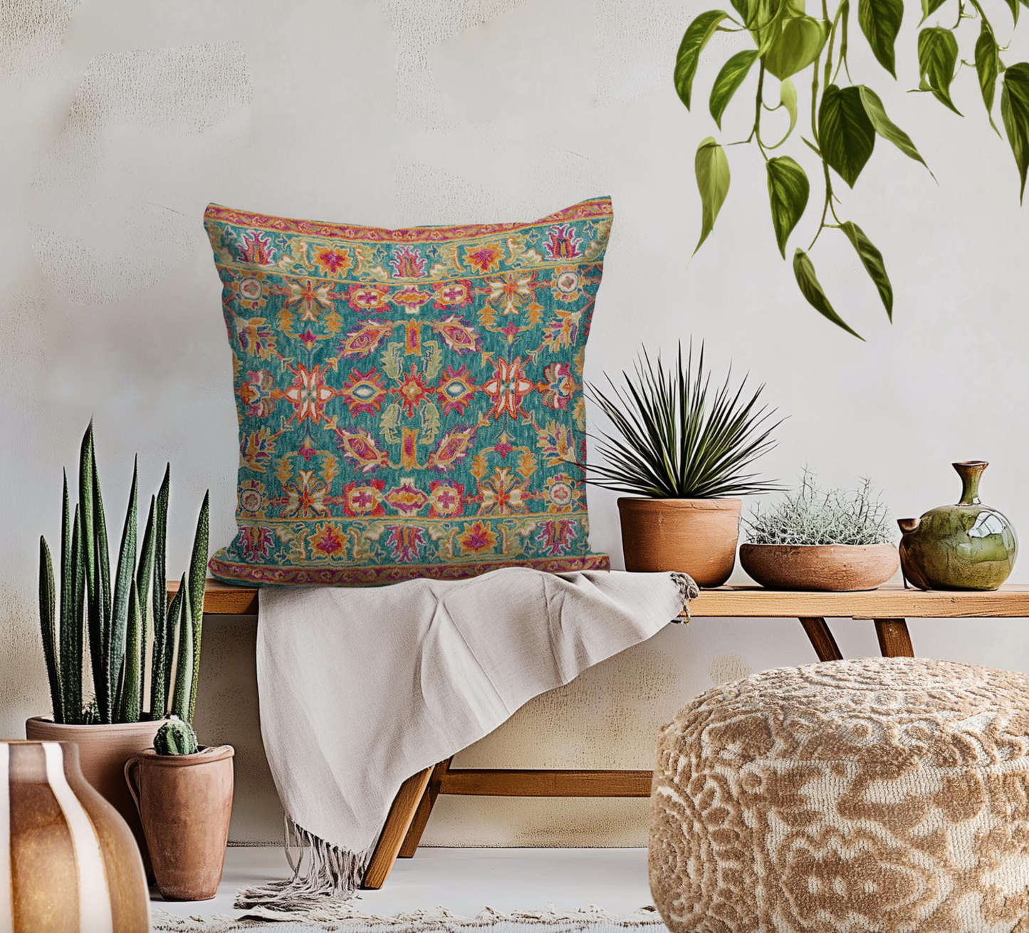 Sardis Outdoor Pillows Turquoise Pink Orange