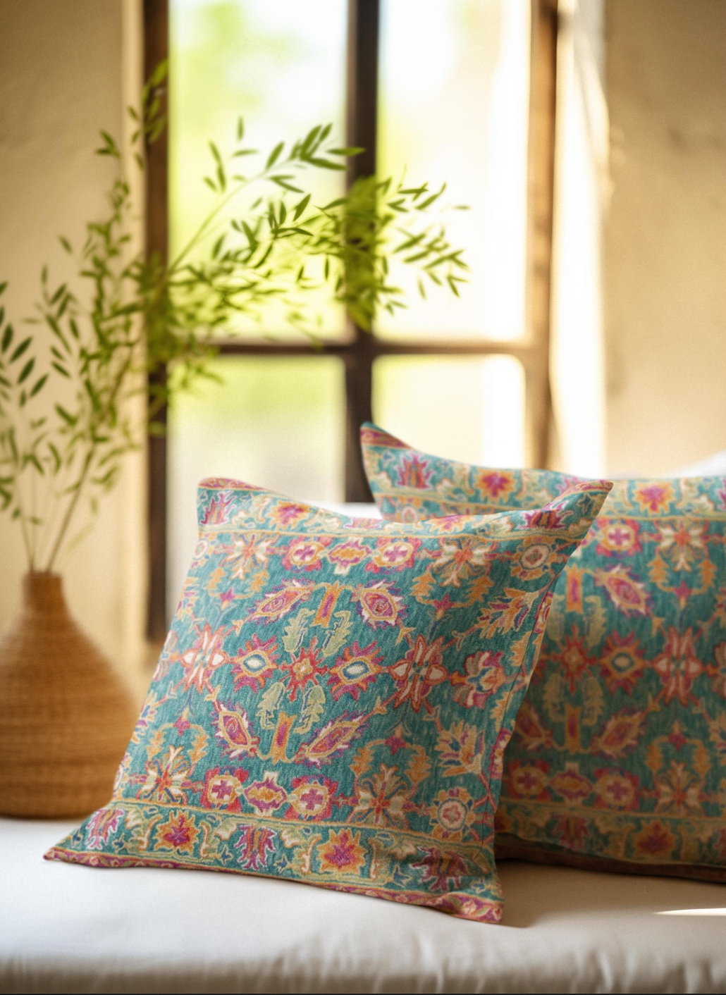 Sardis Outdoor Pillows Turquoise Pink Orange