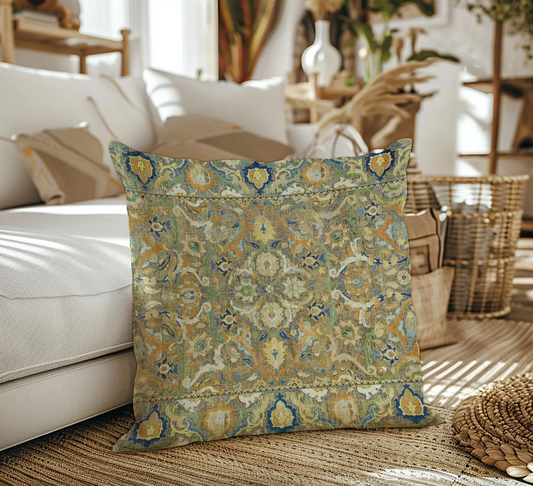 Polonaise Outdoor Pillows Sage Green Gold